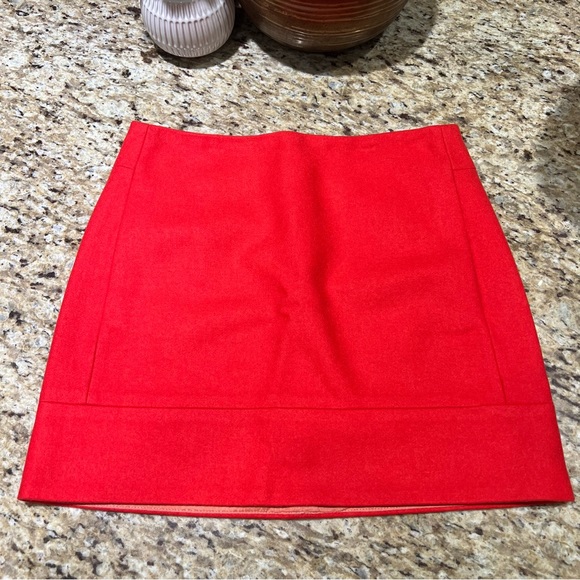J Crew Coral Orange Wool Blend Mini Skirt w/ Side Pockets 0 - Picture 3 of 10